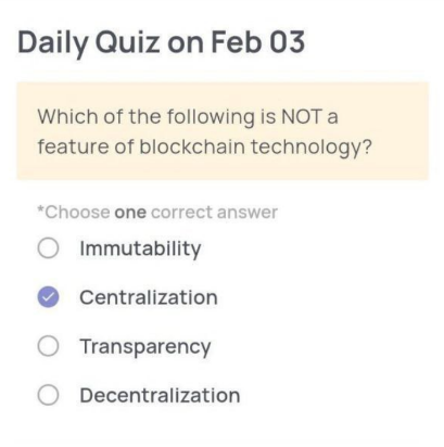 Xenea Quiz Answer 3 February 2025