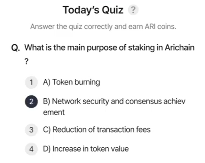 ARI Wallet Daily Quiz Answer 17 February 2025 (AriChain)